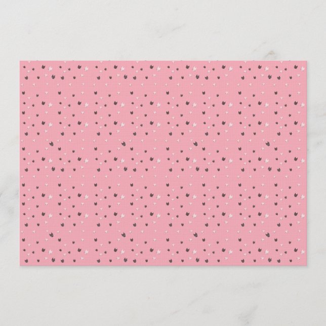 Convite Minimal Cat Faces Pattern on Pink – Cute Pastel  (Frente)