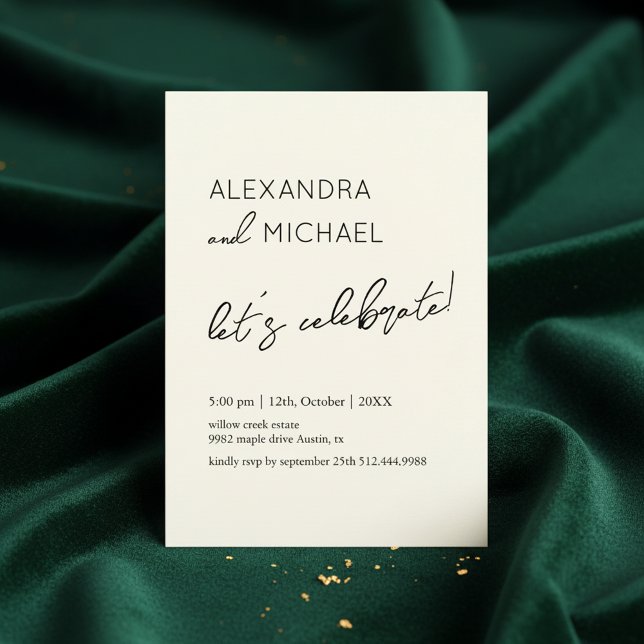 Convite Minimal Cream Elegant Engagement Typography (A refined minimalist engagement invitation design featuring elegant typography)