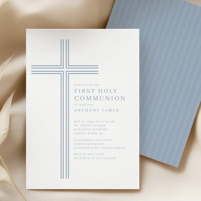 Convite Minimal Cross Holy Communion Invitation (Criador carregado)