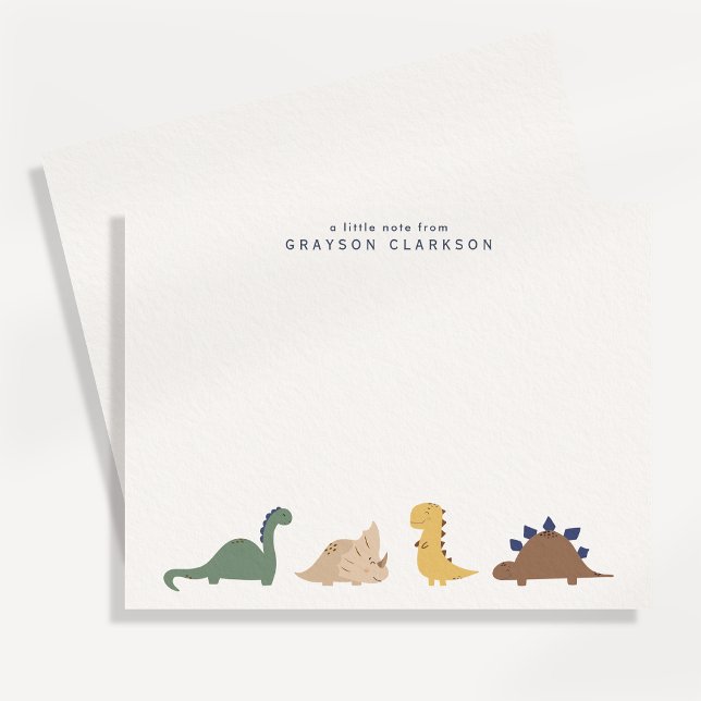 Convite Minimal Dinosaur Kids Note Card Set Personalized (Criador carregado)