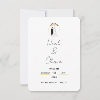 Convite Minimal Elegant Script Wedding Invitation