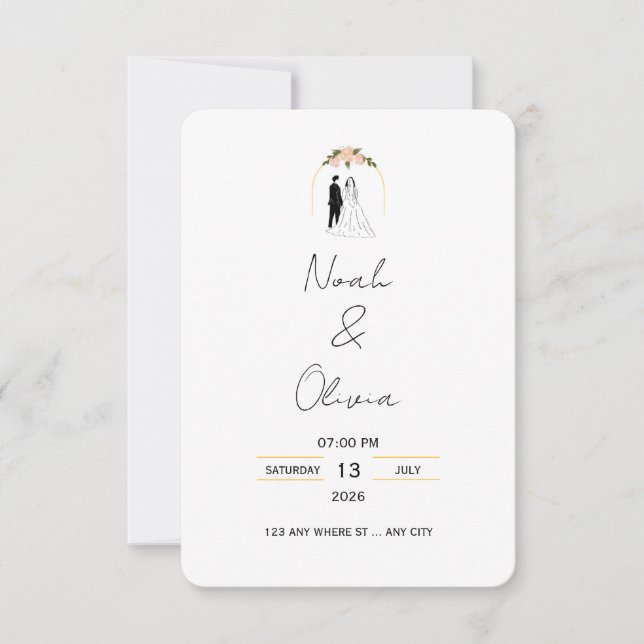 Convite Minimal Elegant Script Wedding Invitation (Frente)