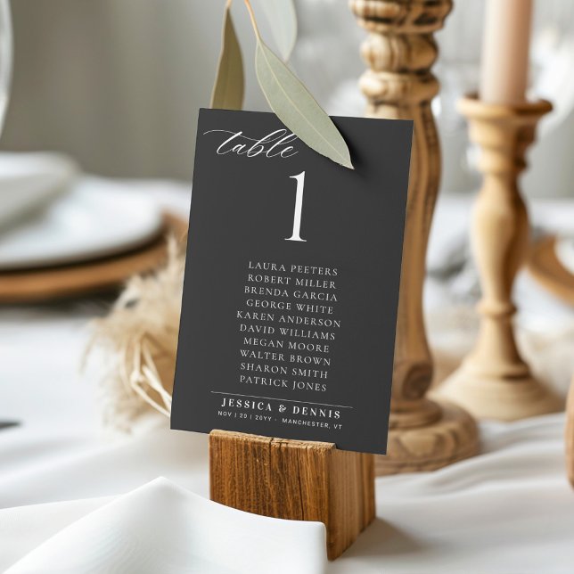 Convite Minimal Elegant Script Wedding Table Seating Card (Criador carregado)