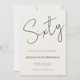 Convite Minimal Elegant Sixty 60th Birthday Celebration 