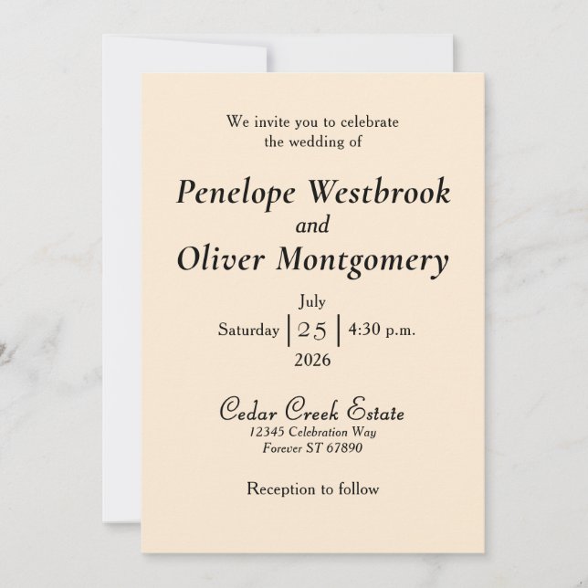 Convite Minimal Elegant Wedding Invitation (Frente)