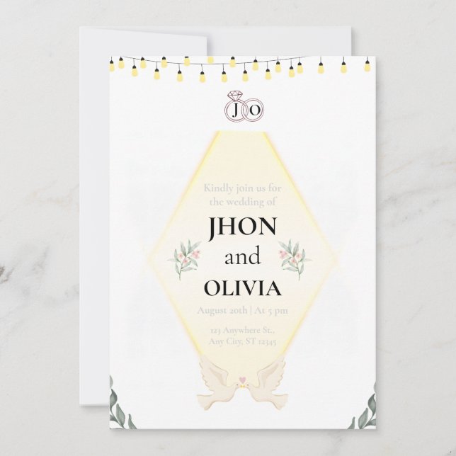 Convite Minimal Elegant Wedding Invitation | Simple Modern (Frente)