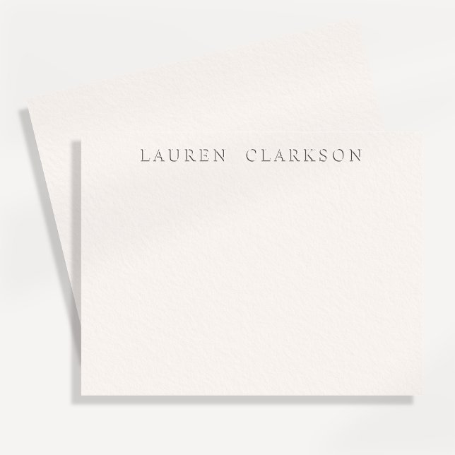 Convite Minimal Faux Letterpress off-white Note Card (Criador carregado)