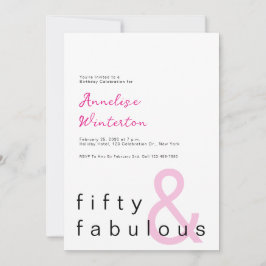 Convite Minimal Fifty and Fabulous 50th Birthday