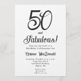 Convite Minimal Fifty and Fabulous 50th Birthday Party