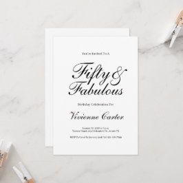 Convite Minimal Fifty and Fabulous 50th Birthday Party