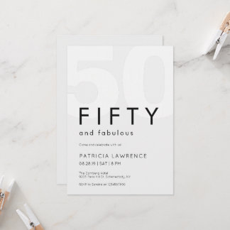 Convite Minimal Fifty and Fabulous 50th Birthday Party