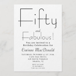 Convite Minimal Fifty and Fabulous 50th Birthday Party