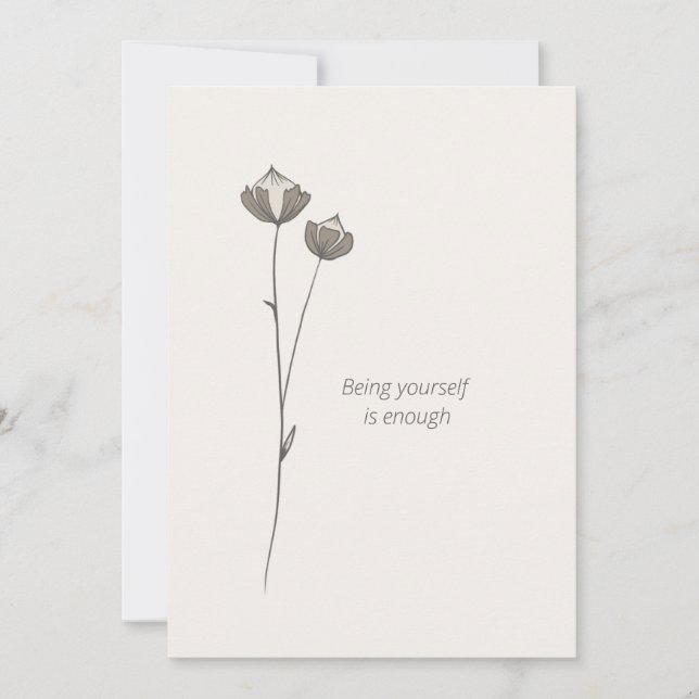 Convite Minimal Flax Card -Being yourself is enough (Frente)