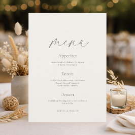 Convite Minimal Floral Wedding Menu with Botanical Back
