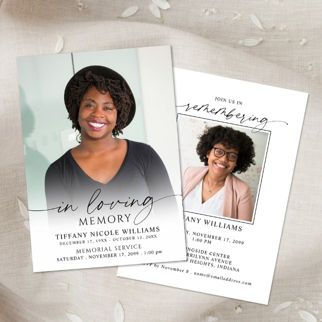 Convite Minimal Funeral Memorial Photo In Loving Memory (Criador carregado)