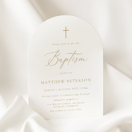 Convite Minimal Gold Calligraphy Baptism