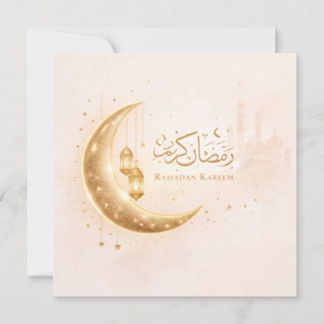 Convite Minimal Gold Ramadan Kareem Card– Elegant Islamic (Frente)