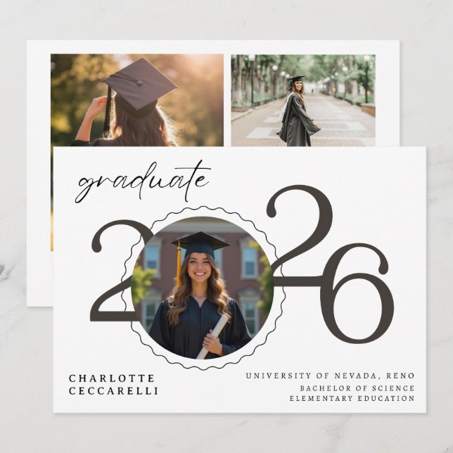 Convite Minimal Graduation Announcement (Frente/Verso)