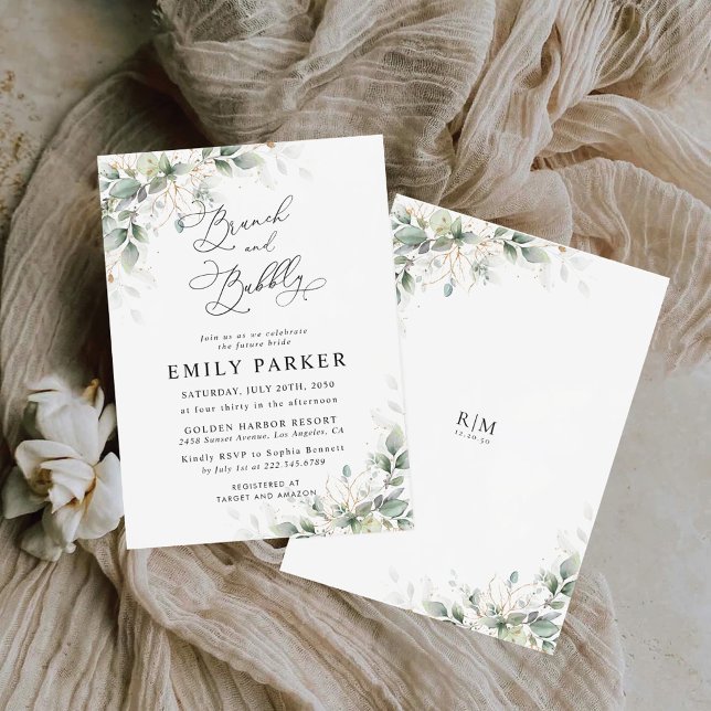 Convite Minimal Greenery Bridal Shower Invitation (Criador carregado)