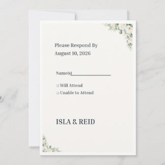 Convite Minimal Greenery Wedding RSVP Card | Elegant Flora