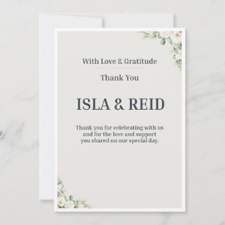 Convite Minimal Greenery Wedding Thank You Card