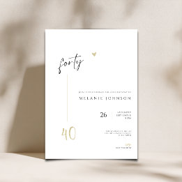 Convite Minimal Handwritten 40th Birthday Party Invitation