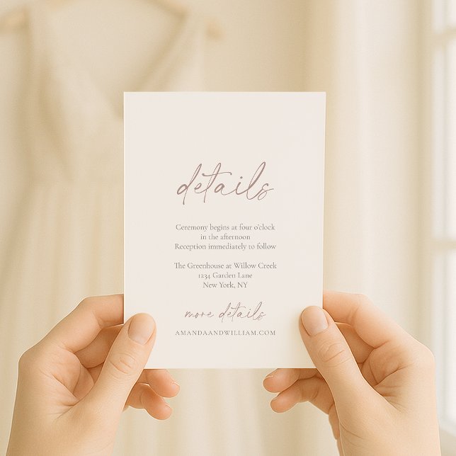Convite Minimal Ivory Wedding Details Card (Criador carregado)