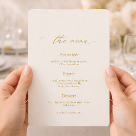 Convite Minimal Ivory Wedding Menu with Calligraphy Header