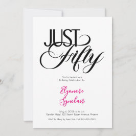 Convite Minimal Just Fifty 50th Birthday Party