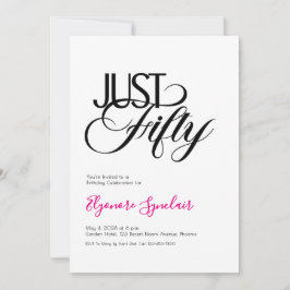 Convite Minimal Just Fifty 50th Birthday Party