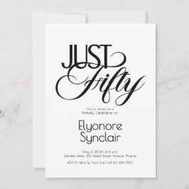 Convite Minimal Just Fifty 50th Birthday Party