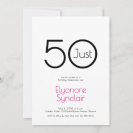 Convite Minimal Just Fifty 50th Birthday Party Invitation