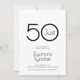 Convite Minimal Just Fifty 50th Birthday Party Invitation