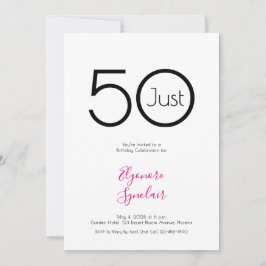 Convite Minimal Just Fifty 50th Birthday Party Invitation