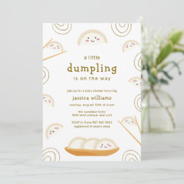 Convite Minimal Kawaii Boho Bao Dumpling Baby Shower 