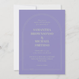 Convite Minimal Lavender Silver Simple Wedding
