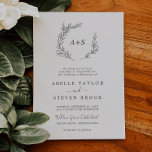 Convite Minimal Leaf | Dark Gray Formal Monogram Wedding<br><div class="desc">This minimal leaf dark gray formal monogram wedding invitation is perfect for an elegant wedding. The design features a simple greenery silhouette in charcoal gray with classic minimalist style. Personalize with the first initials of the bride and groom.</div>