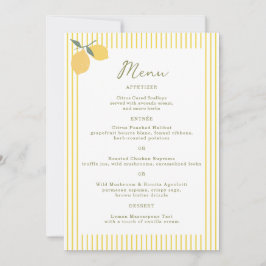 Convite Minimal Lemon Amalfi Coast 5x7 Wedding Menu Card