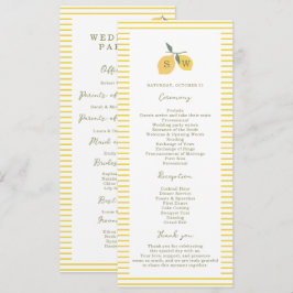 Convite Minimal Lemon Amalfi Coast Wedding Program Card