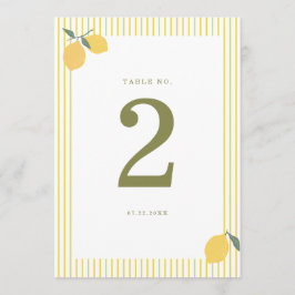 Convite Minimal Lemon Amalfi Coast Wedding Table Number