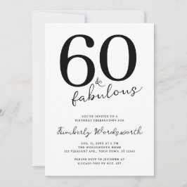 Convite Minimal Modern Sixty and Fabulous 60th Birthday
