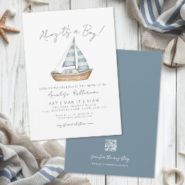 Convite Minimal Nautical Baby Shower