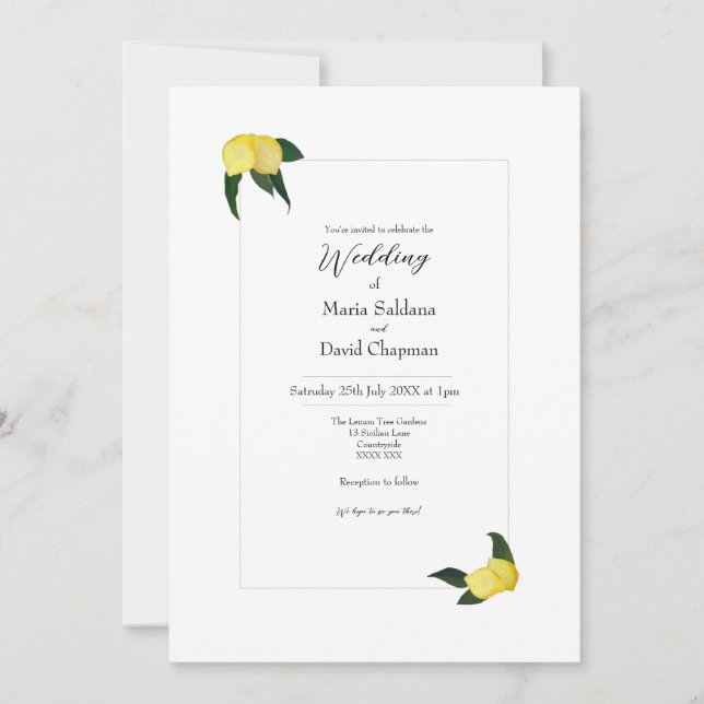 Convite Minimal Oil Painted Lemons Invitation (Frente)