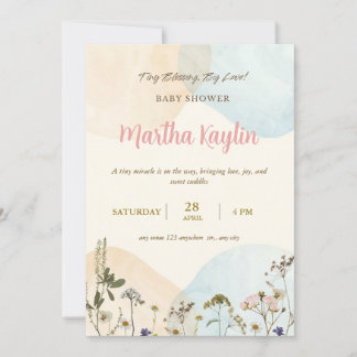 Convite Minimal Pastel Baby Shower Invitation