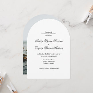Convite Minimal Photo Arch Shaped Wedding Invitation