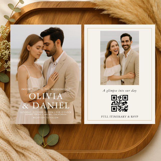 Convite Minimal Photo Wedding Elegant Modern  (Criador carregado)