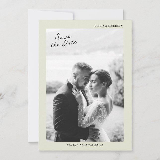 Convite Minimal Photo Wedding Save the Date Card (Frente)