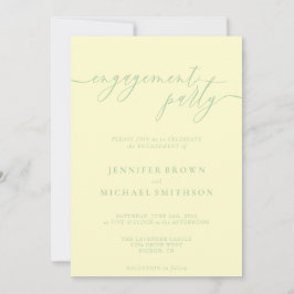 Convite Minimal Pistachio & Cream Elegant Engagement Party