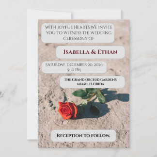 Convite Minimal Red Rose Wedding Invitation