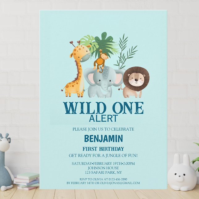 Convite Minimal Safari Wild One Birthday  (Criador carregado)